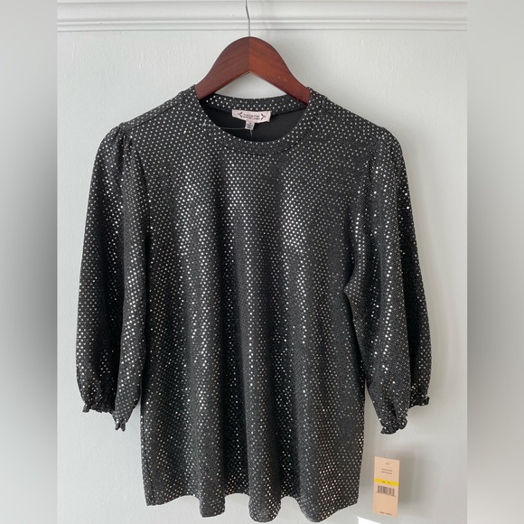 Nanette Lepore Medium Black Sparkly top - Picture 1 of 6